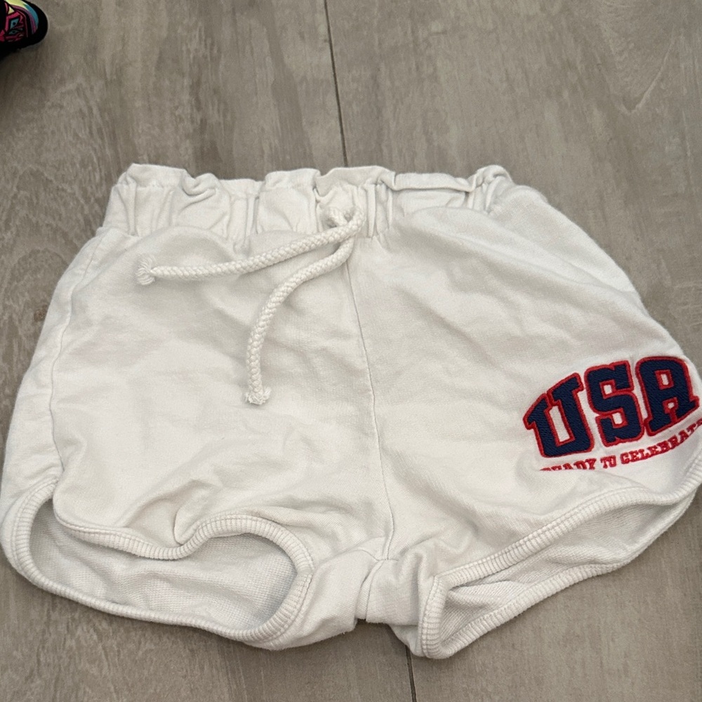 Zara Kids White Shorts with USA Embroidery